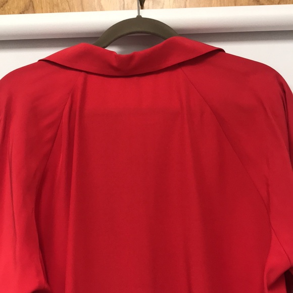Lafayette 148 New York Red Silk Button Blouse - Picture 6 of 12